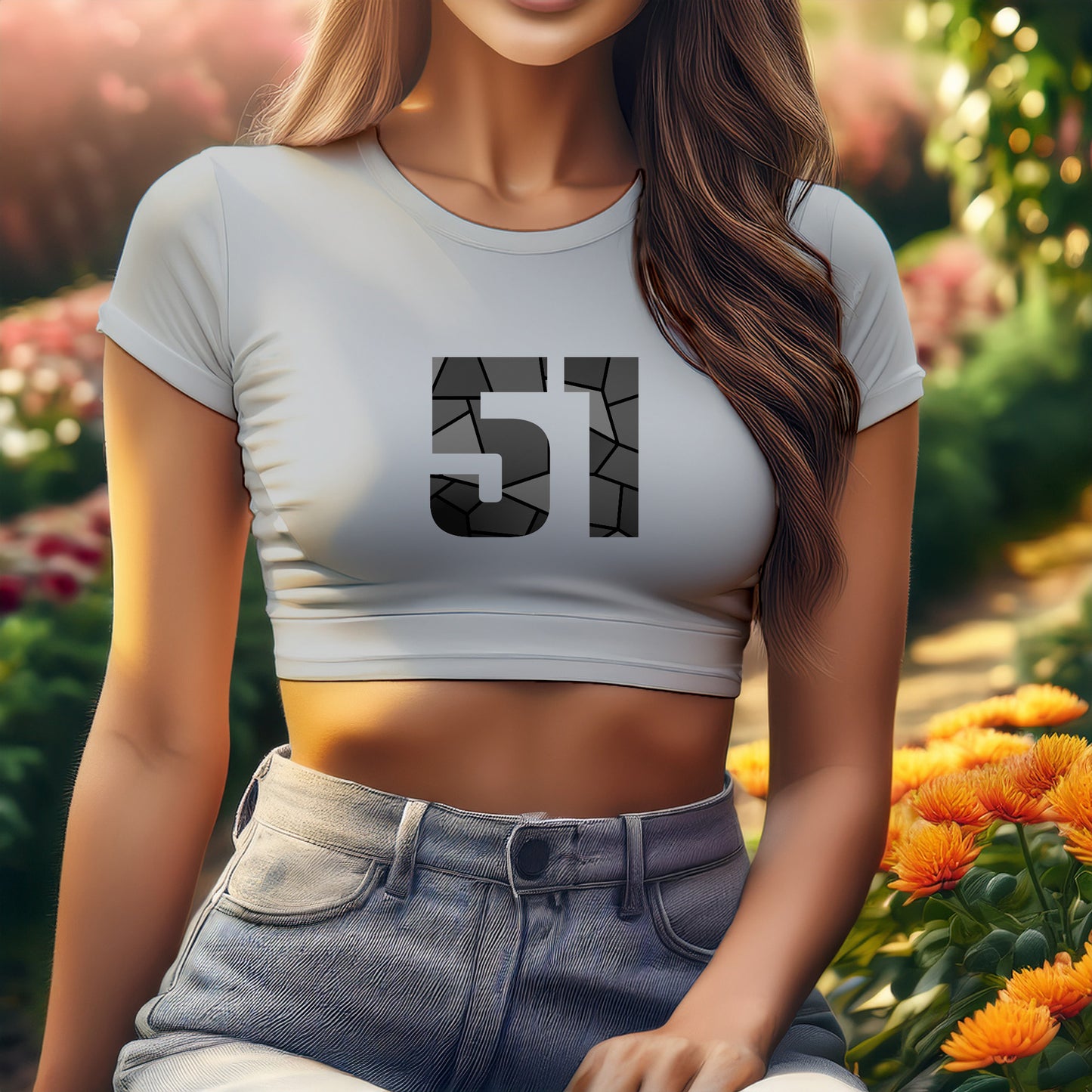 City Posters Plus 51 Number Women Crop Top (Melange Grey)