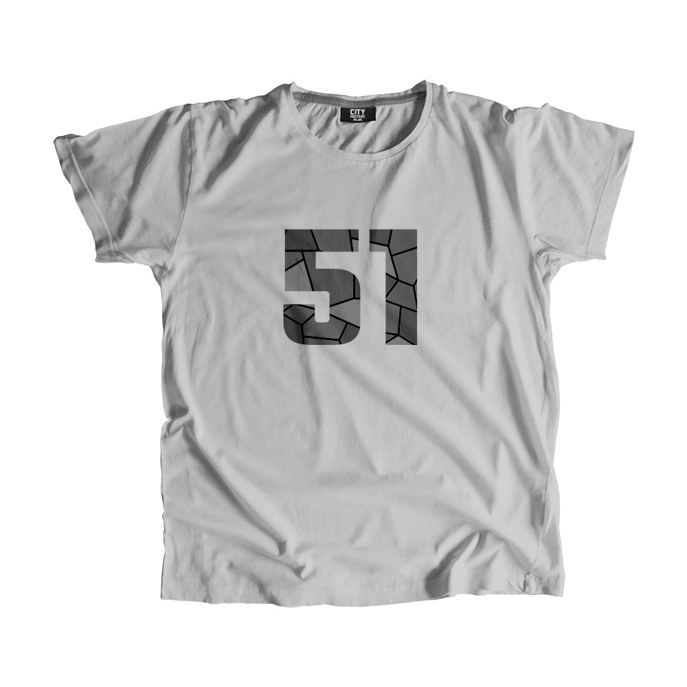51 Number Men Unisex T-Shirt  (Melange Grey)| Classic Numeric Graphic Tee