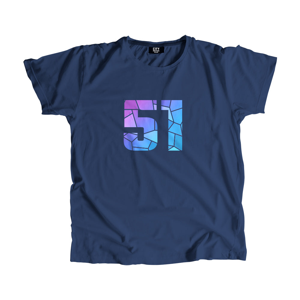 51 Number Men Unisex T-Shirt  (Navy Blue)| Classic Numeric Graphic Tee