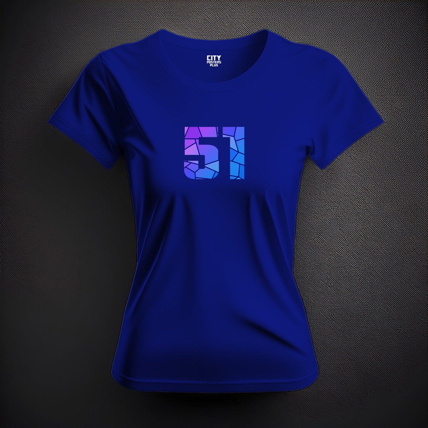 City Posters Plus 51 Number Women T-Shirt (Royal Blue) | Stylish Numeric Graphic Tee