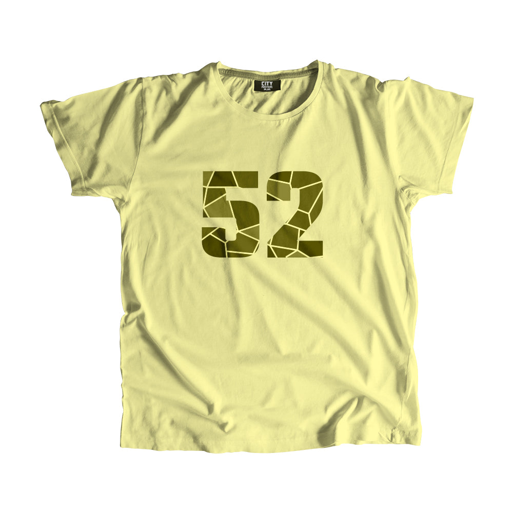 52 Number Men Unisex T-Shirt  (Butter Yellow)| Classic Numeric Graphic Tee