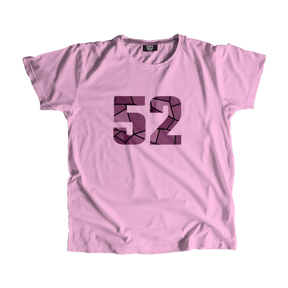 52 Number Men Unisex T-Shirt  (Light Pink)| Classic Numeric Graphic Tee