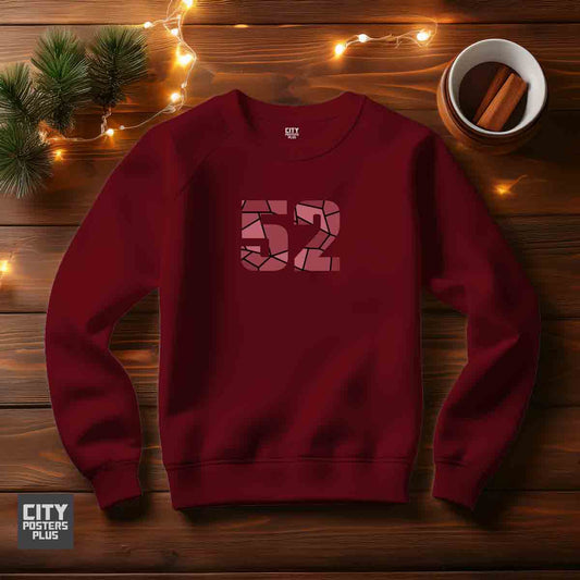 52 Number Unisex Sweatshirt (Maroon)  Premium Graphic Crewneck