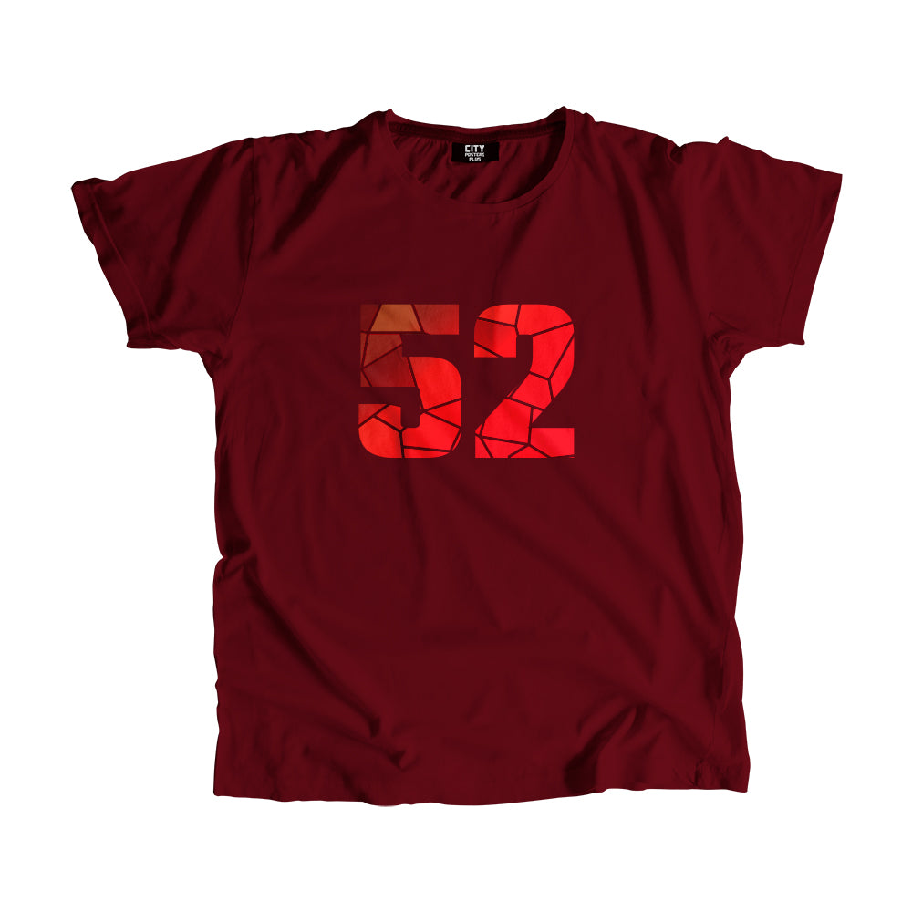 52 Number Men Unisex T-Shirt  (Maroon)| Classic Numeric Graphic Tee