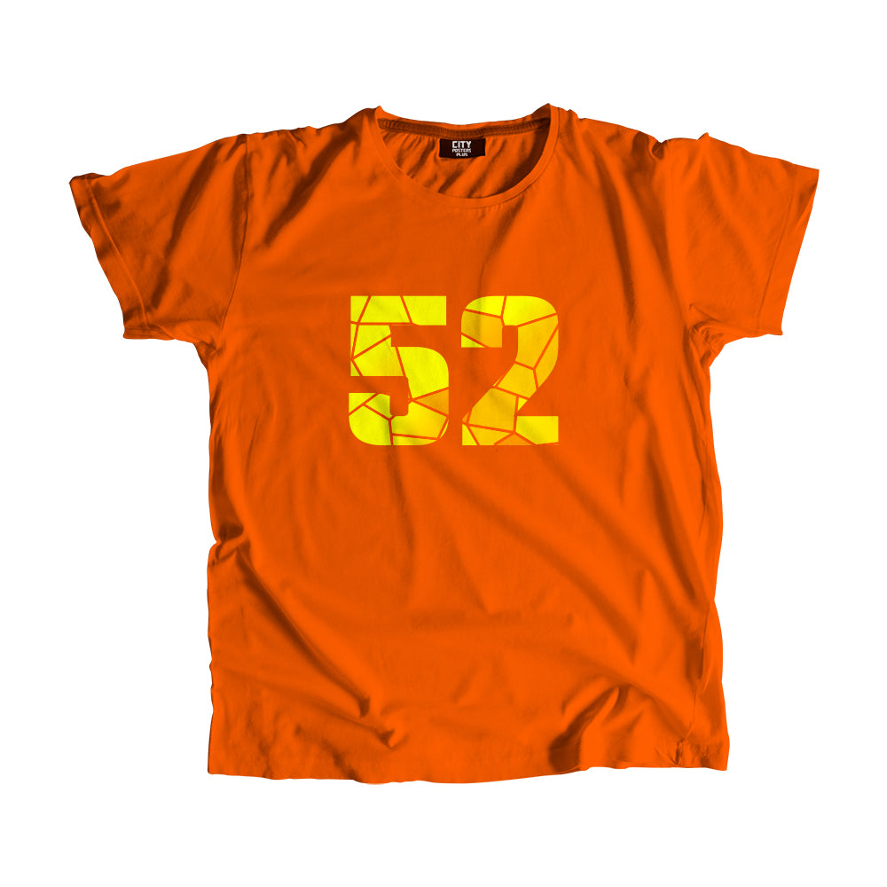 52 Number Men Unisex T-Shirt  (Orange)| Classic Numeric Graphic Tee