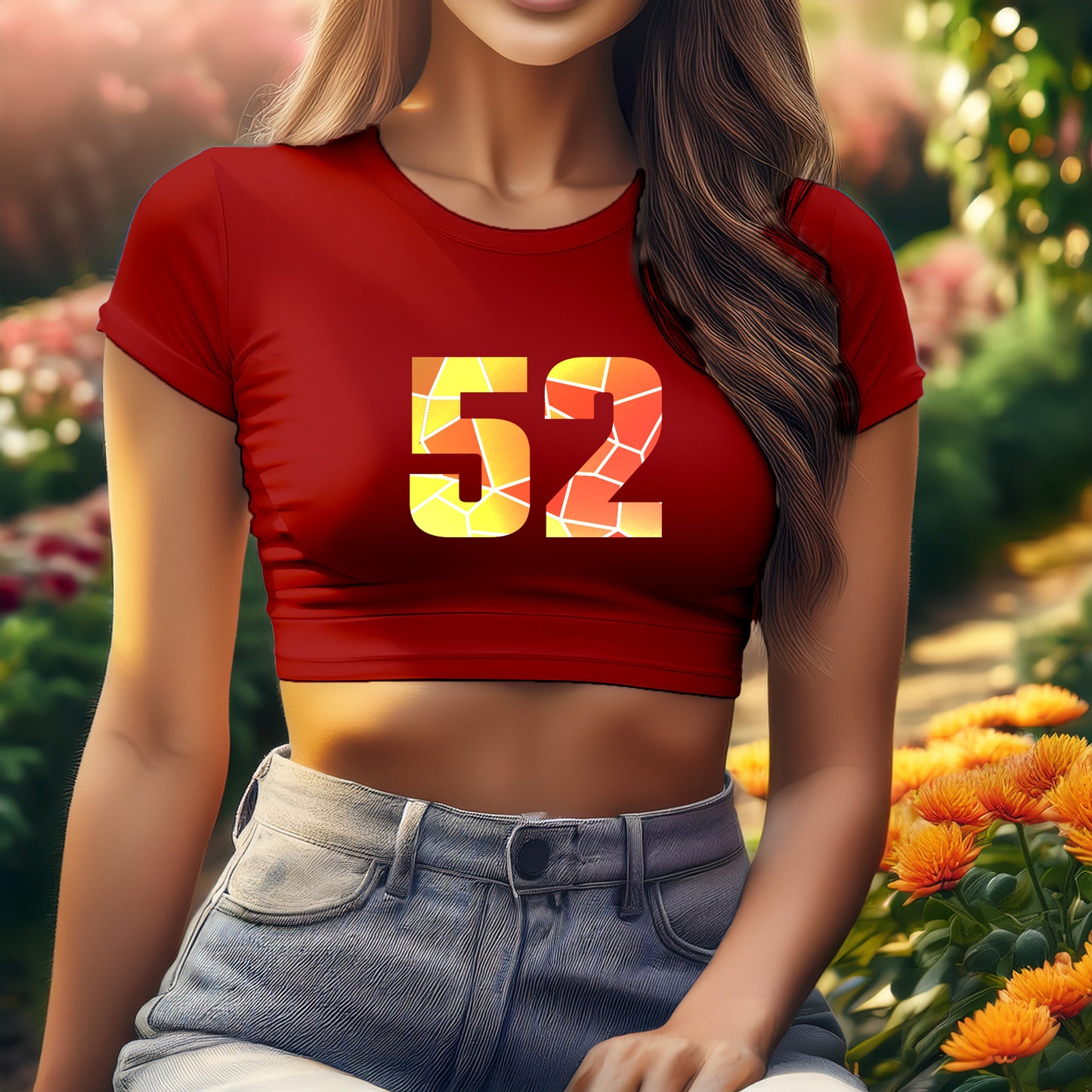 City Posters Plus 52 Number Women Crop Top (Red)