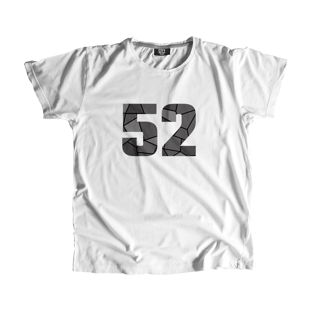 52 Number Men Unisex T-Shirt  (White)| Classic Numeric Graphic Tee