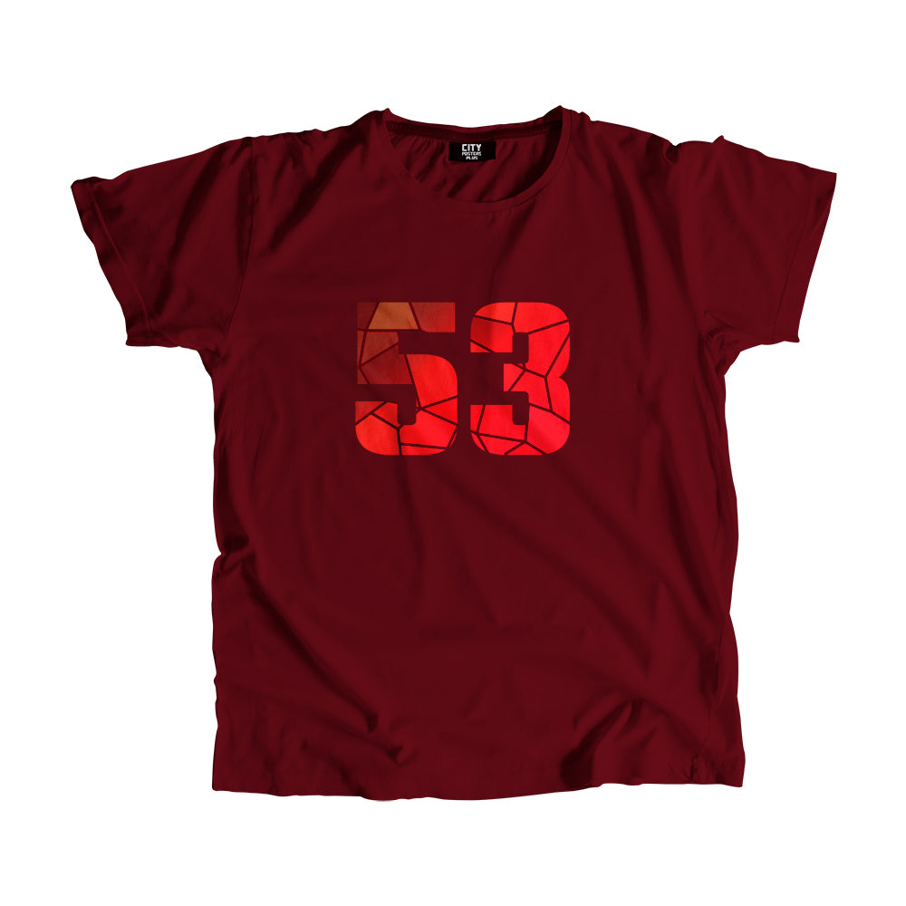 53 Number Men Unisex T-Shirt  (Maroon)| Classic Numeric Graphic Tee