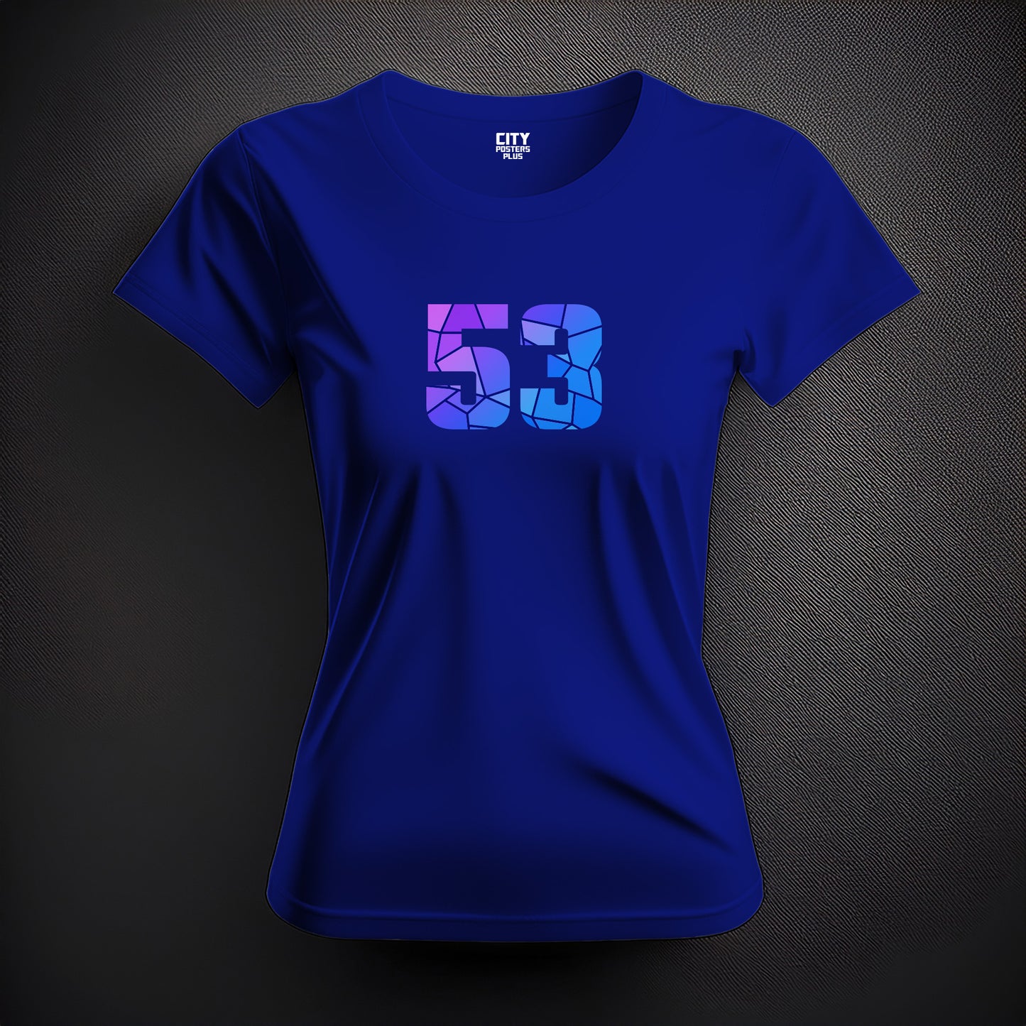 City Posters Plus 53 Number Women T-Shirt (Royal Blue) | Stylish Numeric Graphic Tee