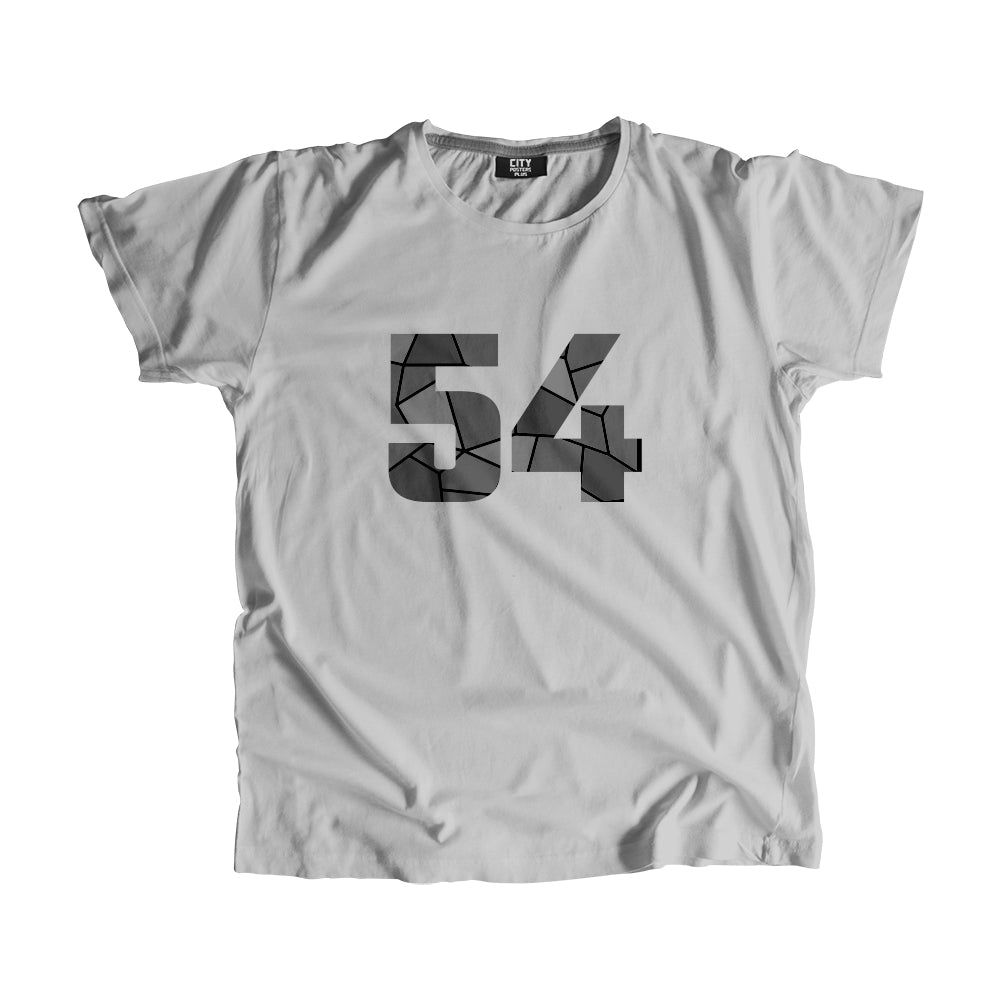 54 Number Men Unisex T-Shirt  (Melange Grey)| Classic Numeric Graphic Tee