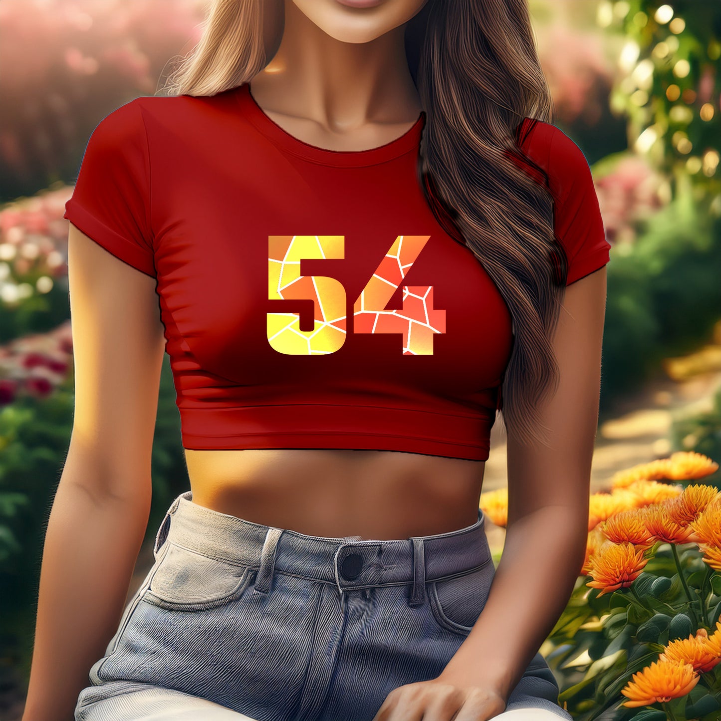 City Posters Plus 54 Number Women Crop Top (Red)