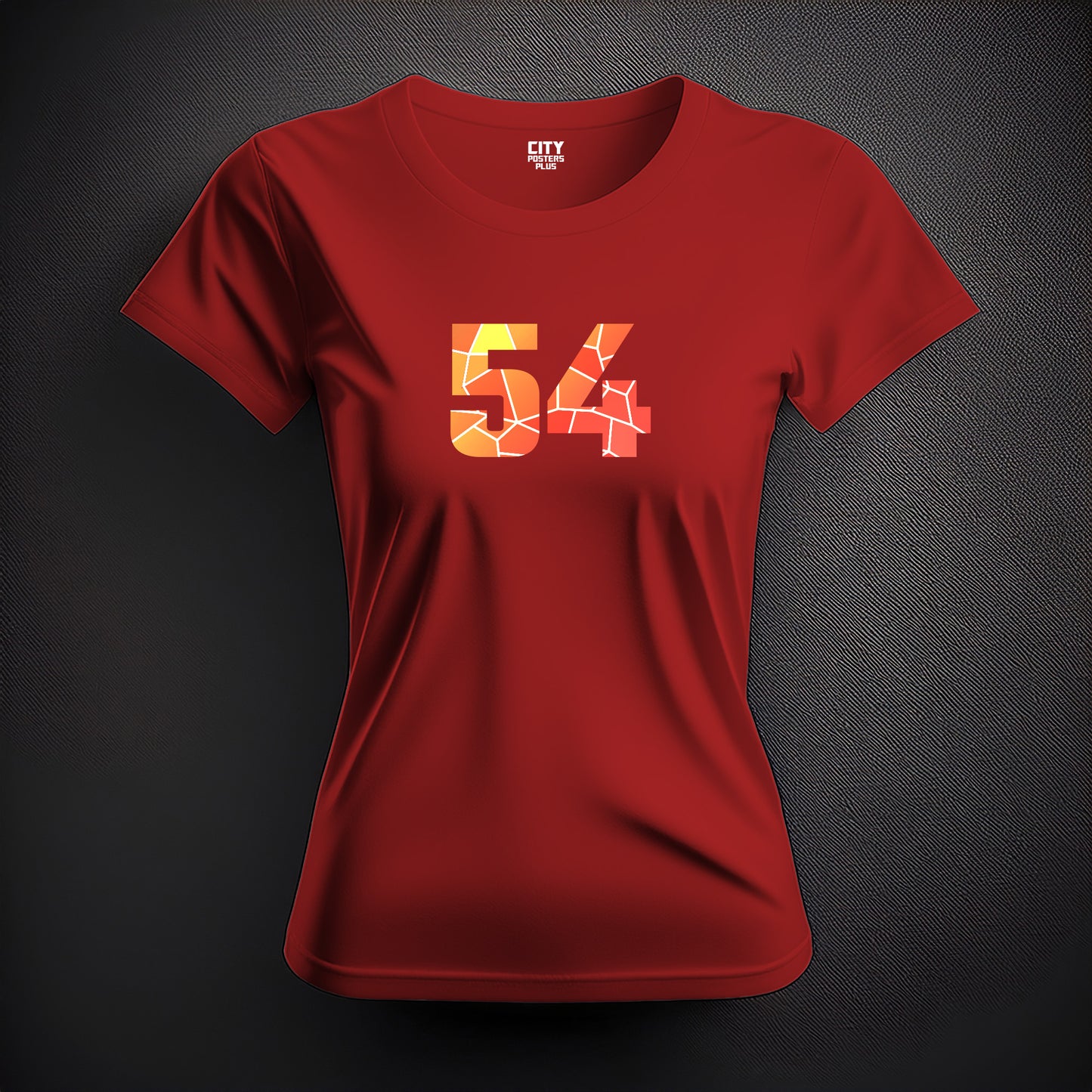 City Posters Plus 54 Number Women T-Shirt (Red) | Stylish Numeric Graphic Tee