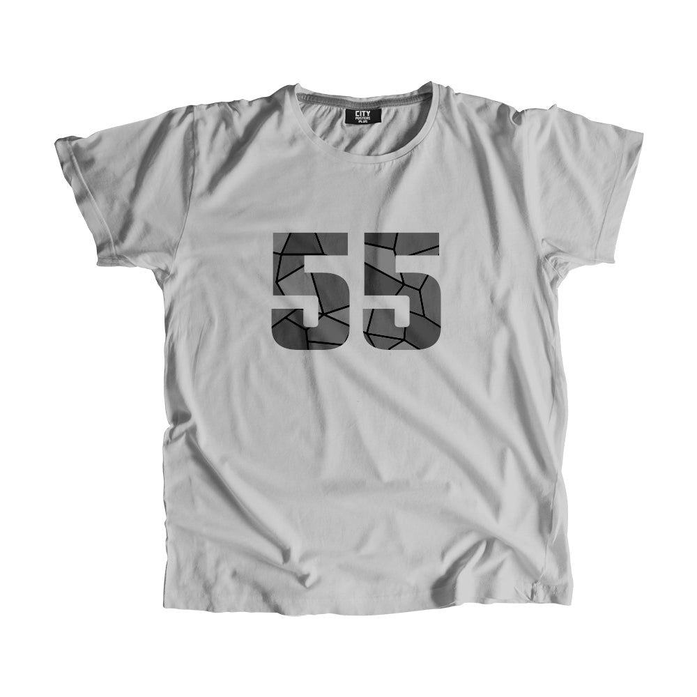55 Number Men Unisex T-Shirt  (Melange Grey)| Classic Numeric Graphic Tee