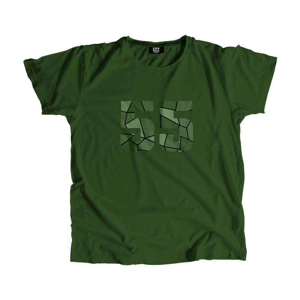 55 Number Men Unisex T-Shirt  (Olive Green)| Classic Numeric Graphic Tee