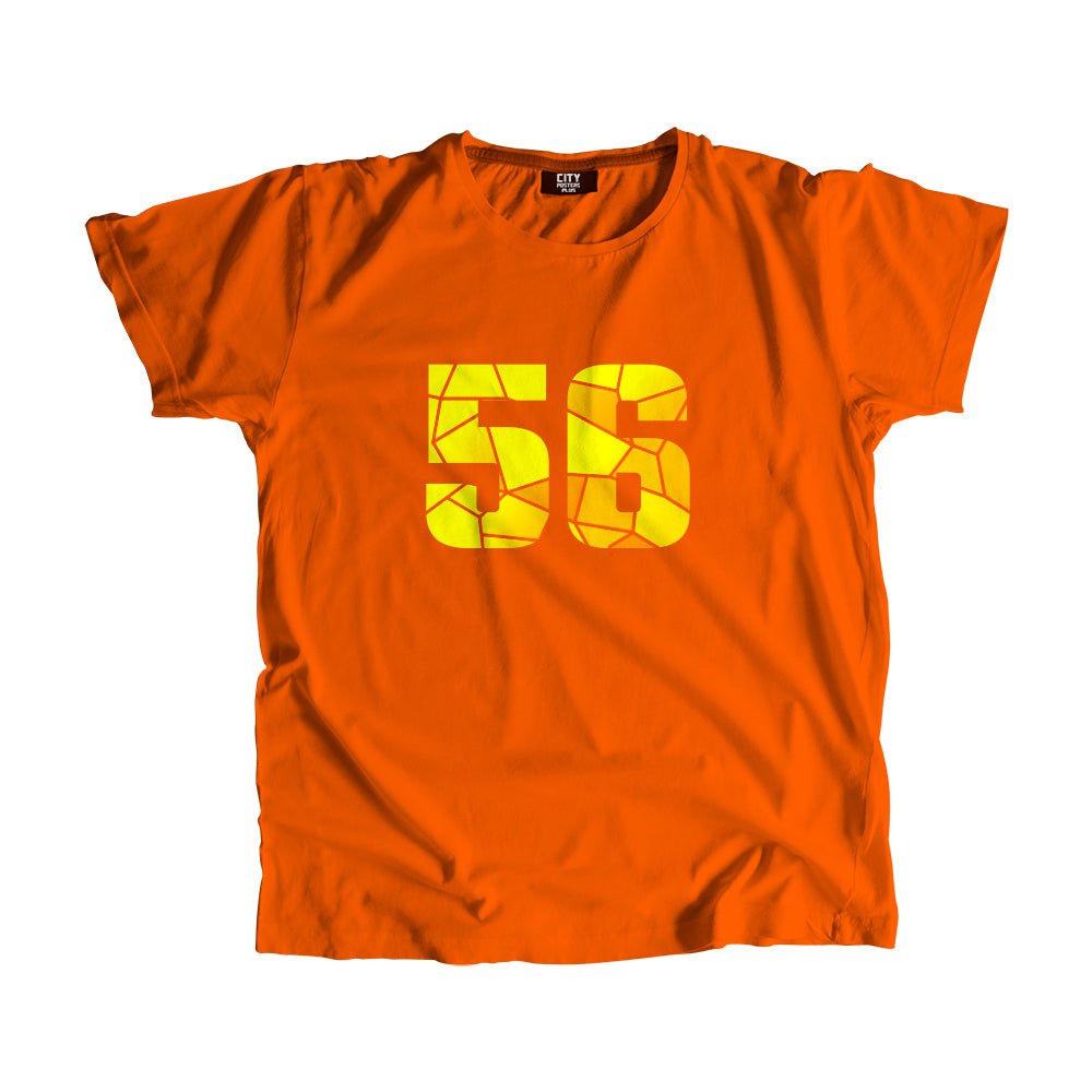 56 Number Men Unisex T-Shirt  (Orange)| Classic Numeric Graphic Tee
