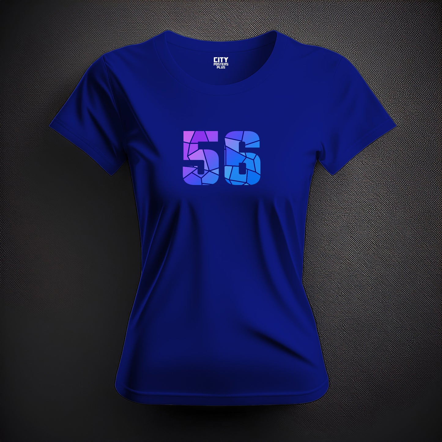 City Posters Plus 56 Number Women T-Shirt (Royal Blue) | Stylish Numeric Graphic Tee