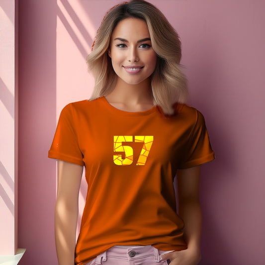 57 Number Women T-Shirt (Orange) | Stylish Numeric Graphic Tee