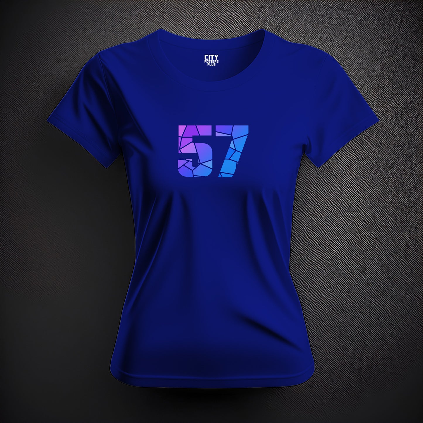 City Posters Plus 57 Number Women T-Shirt (Royal Blue) | Stylish Numeric Graphic Tee