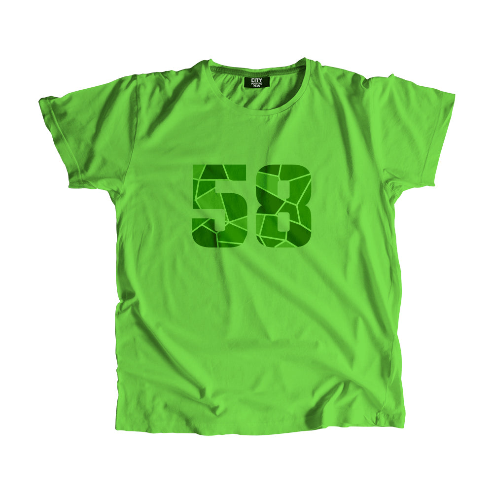 58 Number Men Unisex T-Shirt  (Liril Green)| Classic Numeric Graphic Tee