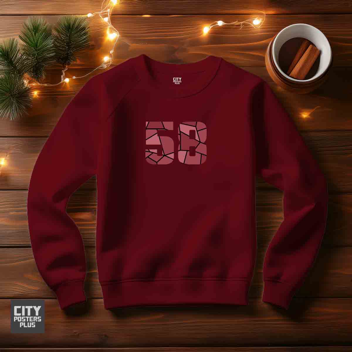 58 Number Unisex Sweatshirt (Maroon)  Premium Graphic Crewneck
