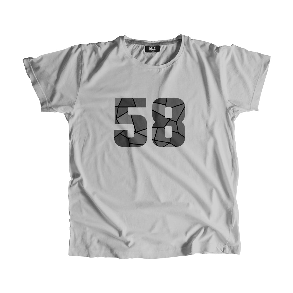 58 Number Men Unisex T-Shirt  (Melange Grey)| Classic Numeric Graphic Tee