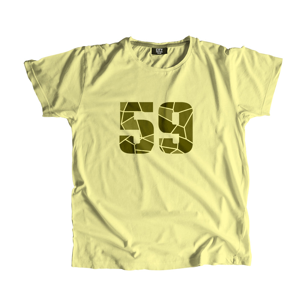 59 Number Men Unisex T-Shirt  (Butter Yellow)| Classic Numeric Graphic Tee