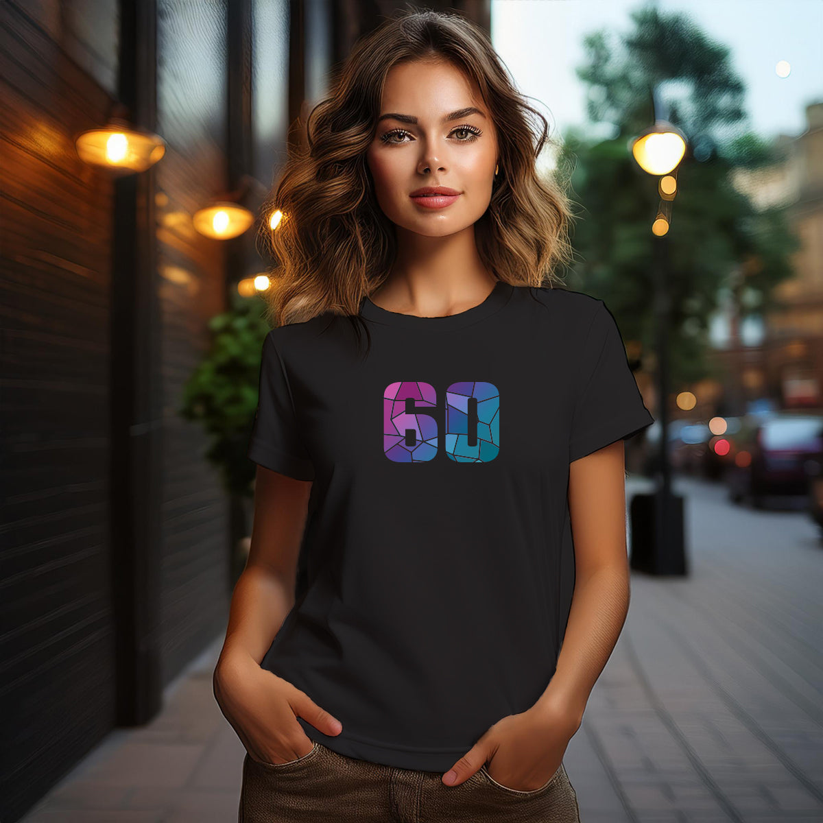 City Posters Plus 60 Number Women T-Shirt (Black) | Stylish Numeric Graphic Tee