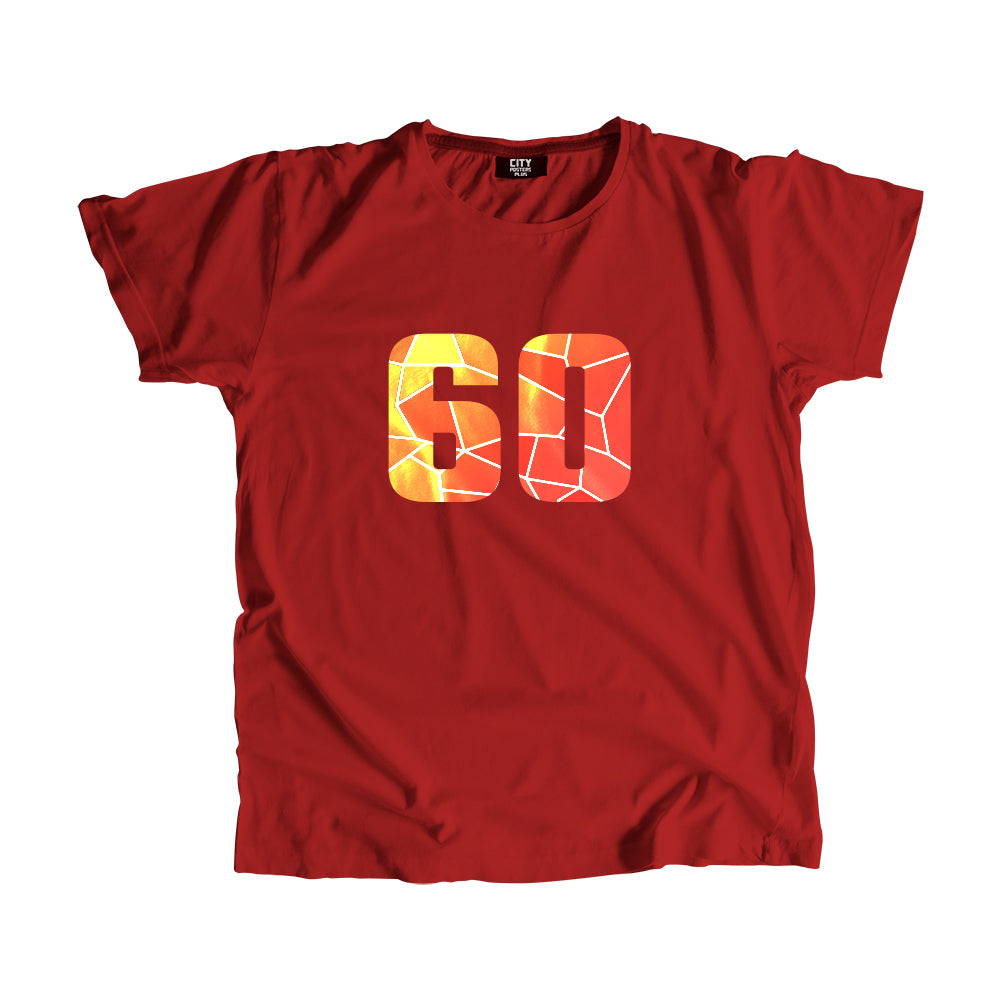 60 Number Men Unisex T-Shirt  (Red)| Classic Numeric Graphic Tee