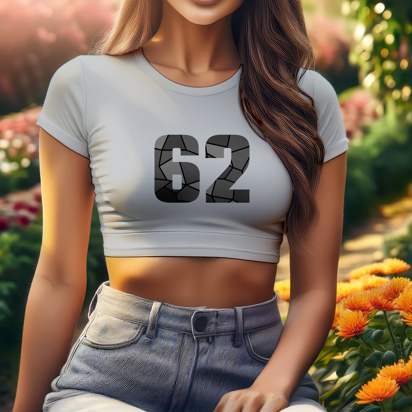 City Posters Plus 62 Number Women Crop Top (Melange Grey)