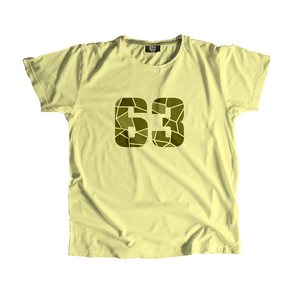 63 Number Men Unisex T-Shirt  (Butter Yellow)| Classic Numeric Graphic Tee