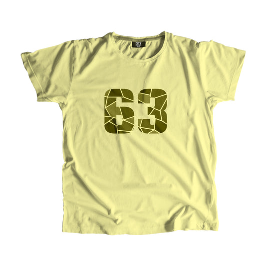 63 Number Men Unisex T-Shirt  (Butter Yellow)| Classic Numeric Graphic Tee