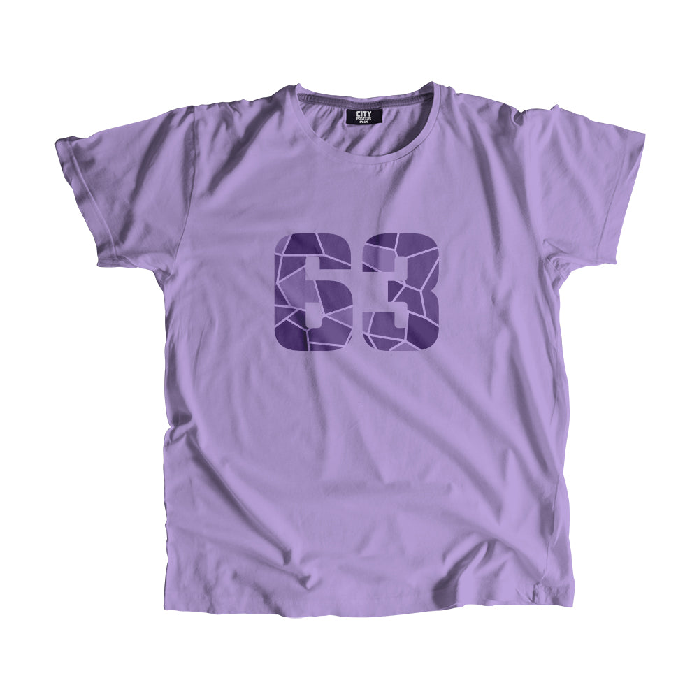 63 Number Men Unisex T-Shirt  (Iris Lavender)| Classic Numeric Graphic Tee