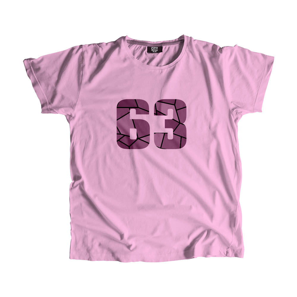 63 Number Men Unisex T-Shirt  (Light Pink)| Classic Numeric Graphic Tee
