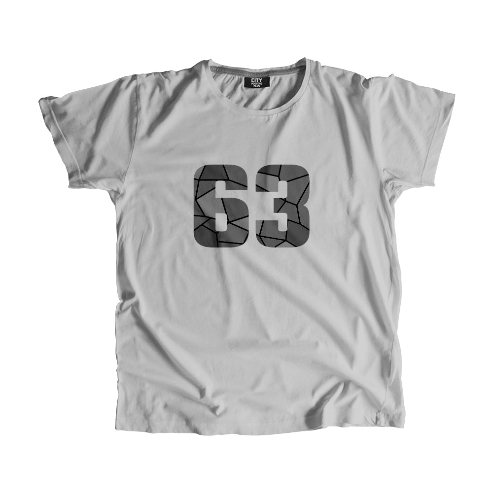 63 Number Men Unisex T-Shirt  (Melange Grey)| Classic Numeric Graphic Tee