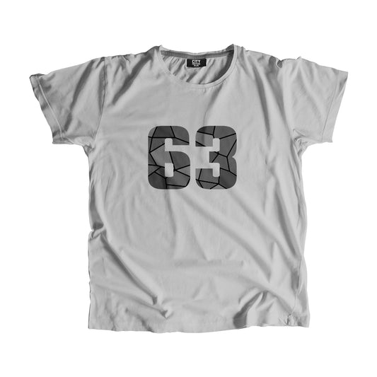 63 Number Men Unisex T-Shirt  (Melange Grey)| Classic Numeric Graphic Tee
