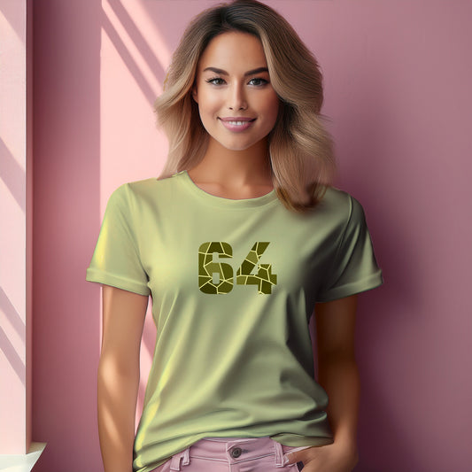 64 Number Women T-Shirt (Butter Yellow) | Stylish Numeric Graphic Tee