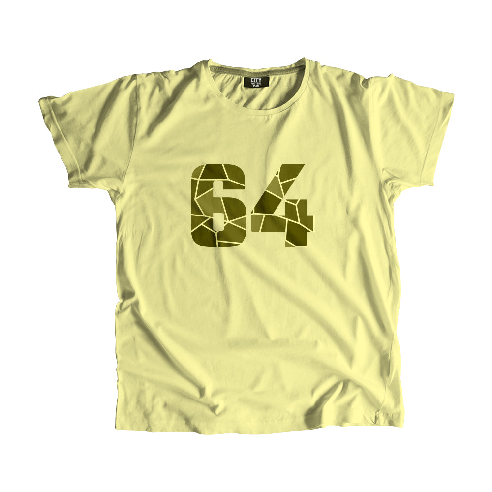 64 Number Men Unisex T-Shirt  (Butter Yellow)| Classic Numeric Graphic Tee