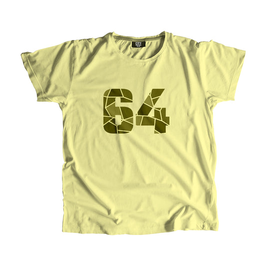 64 Number Men Unisex T-Shirt  (Butter Yellow)| Classic Numeric Graphic Tee