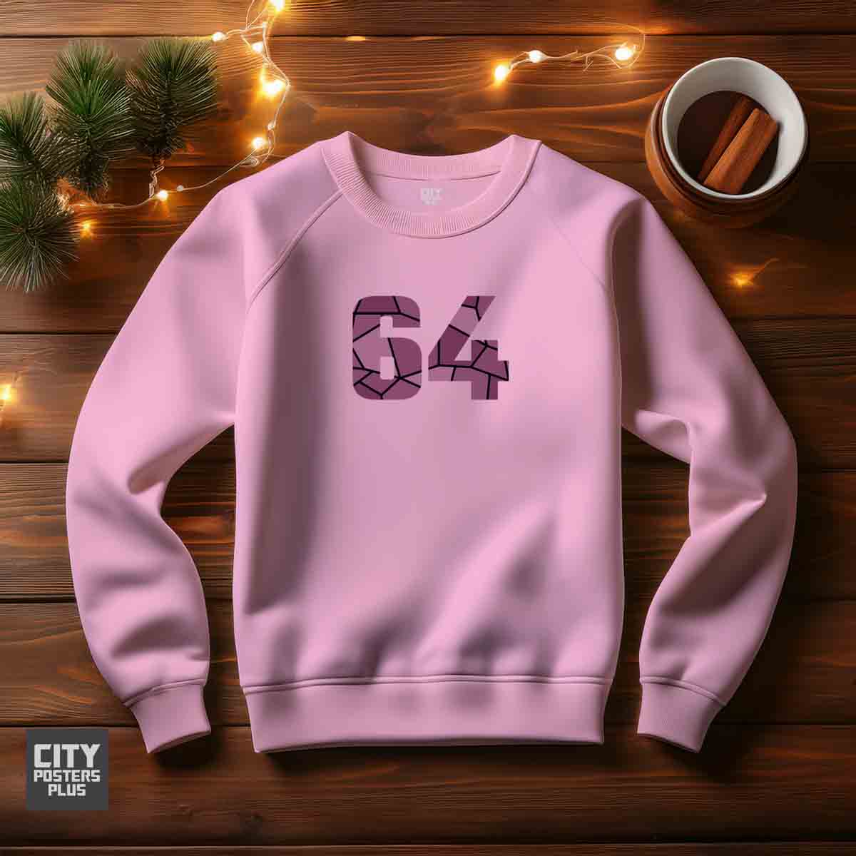 64 Number Unisex Sweatshirt (Light Pink)  Premium Graphic Crewneck