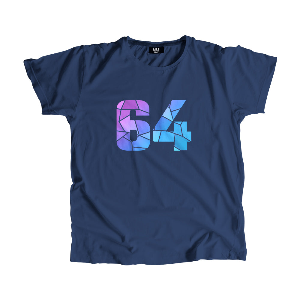 64 Number Men Unisex T-Shirt  (Navy Blue)| Classic Numeric Graphic Tee