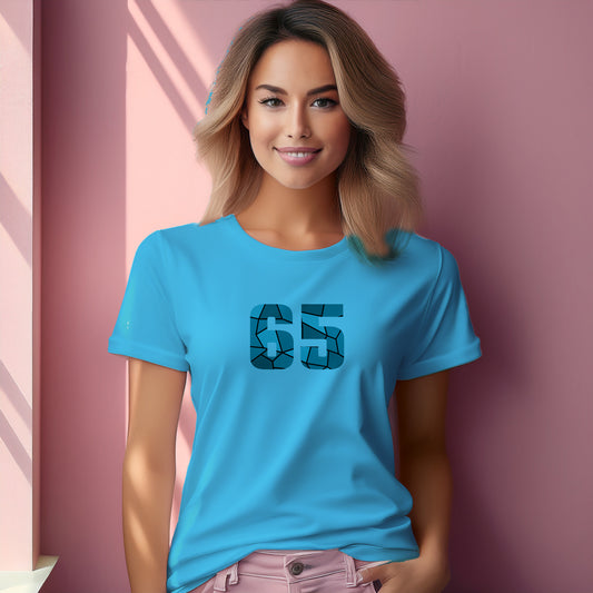 65 Number Women T-Shirt (Sky Blue) | Stylish Numeric Graphic Tee