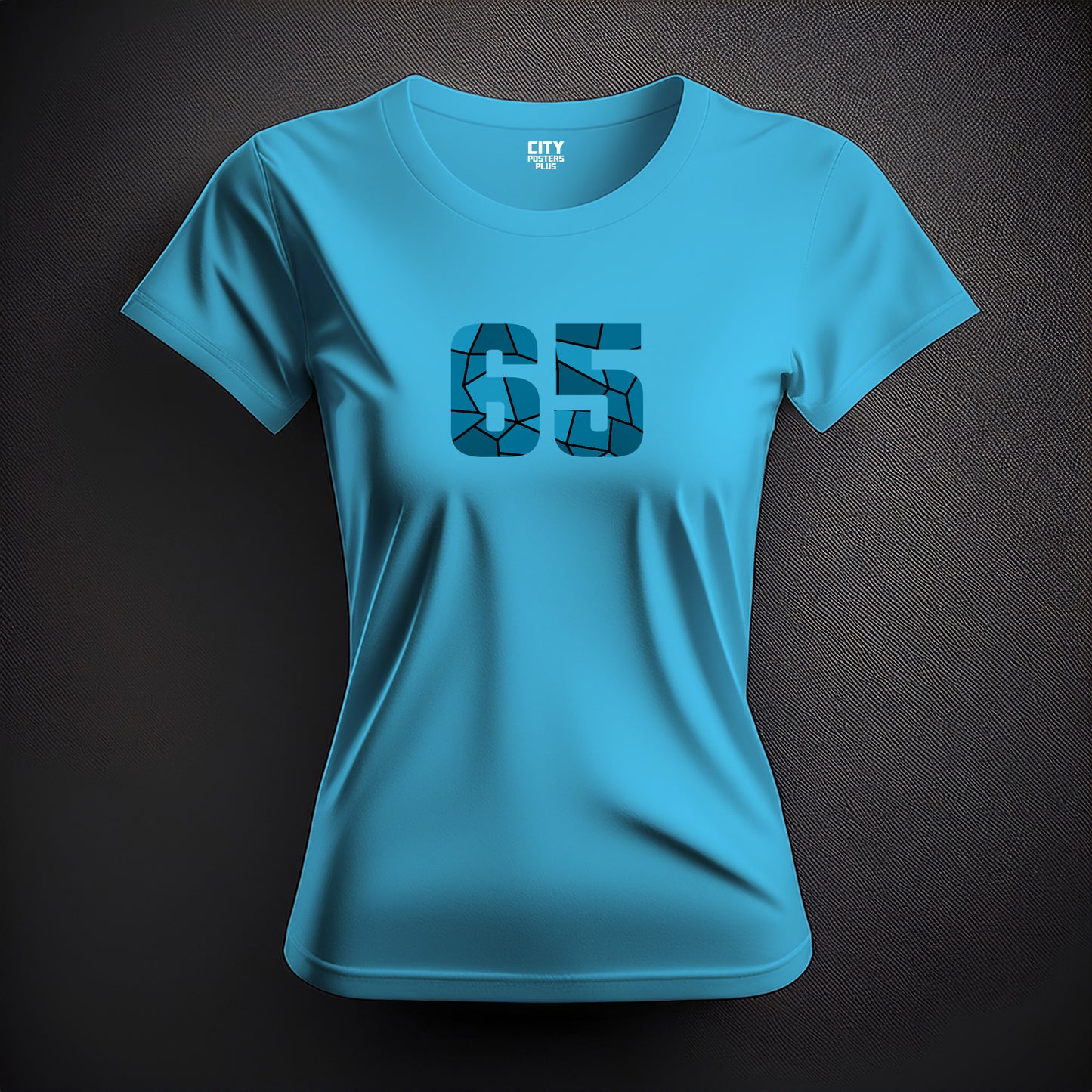 City Posters Plus 65 Number Women T-Shirt (Sky Blue) | Stylish Numeric Graphic Tee