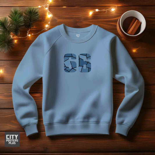66 Number Unisex Sweatshirt (Baby Blue)  Premium Graphic Crewneck