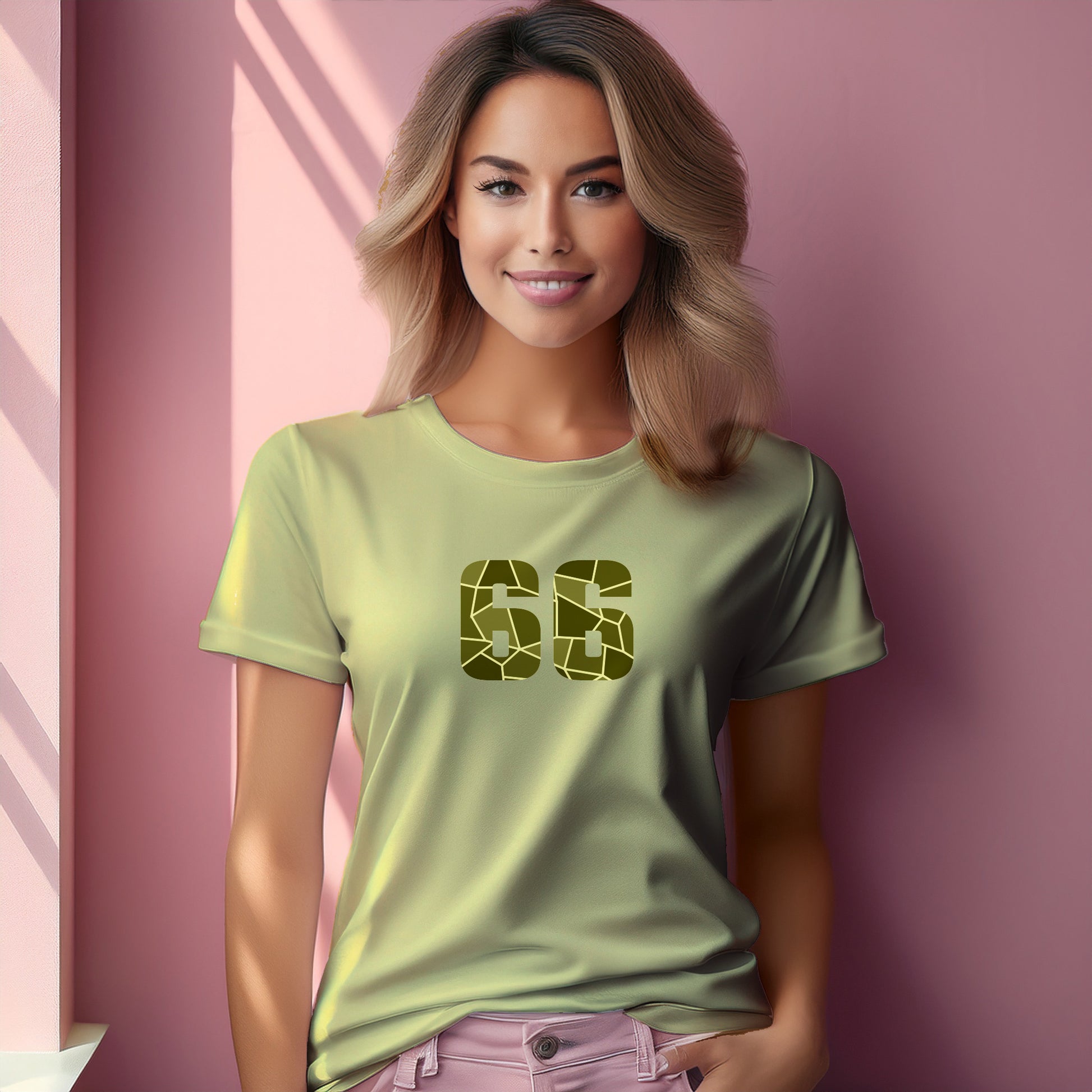66 Number Women T-Shirt (Butter Yellow) | Stylish Numeric Graphic Tee