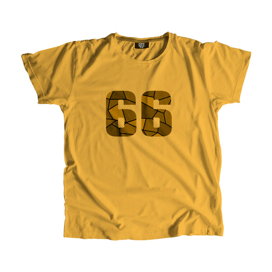 66 Number Men Unisex T-Shirt  (Golden Yellow)| Classic Numeric Graphic Tee