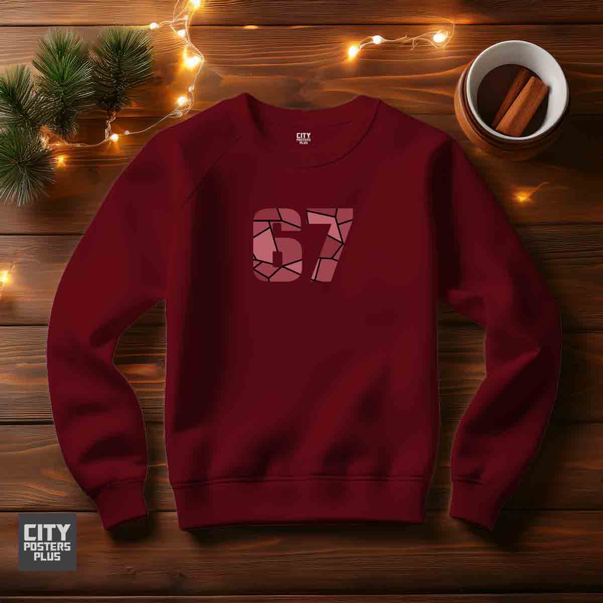 67 Number Unisex Sweatshirt (Maroon)  Premium Graphic Crewneck