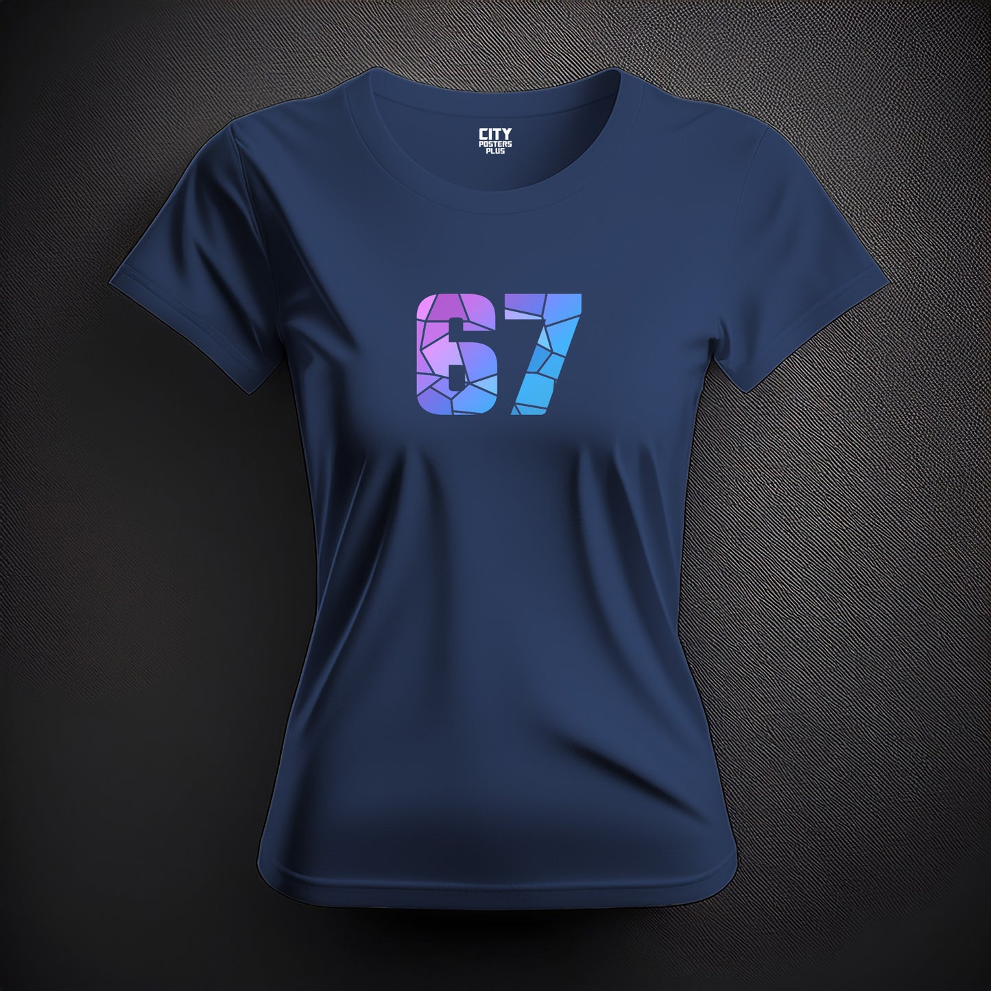 City Posters Plus 67 Number Women T-Shirt (Navy Blue) | Stylish Numeric Graphic Tee