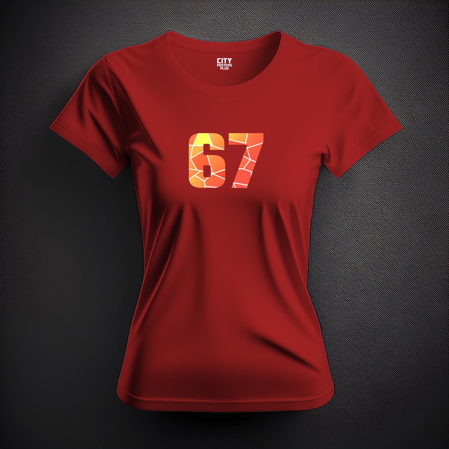 City Posters Plus 67 Number Women T-Shirt (Red) | Stylish Numeric Graphic Tee