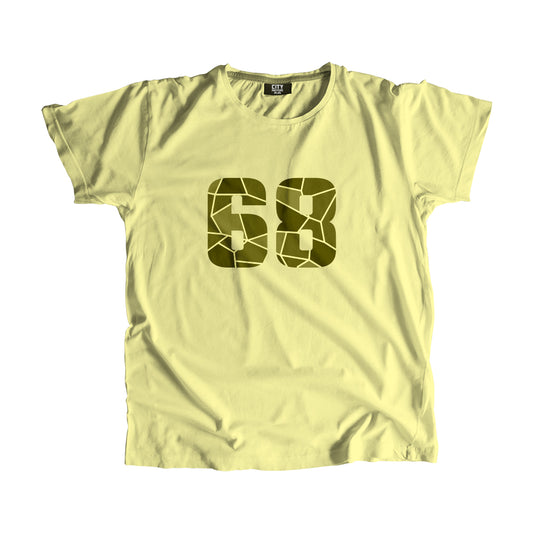 68 Number Men Unisex T-Shirt  (Butter Yellow)| Classic Numeric Graphic Tee