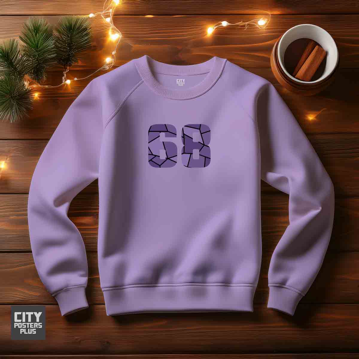 68 Number Unisex Sweatshirt (Iris Lavender)  Premium Graphic Crewneck